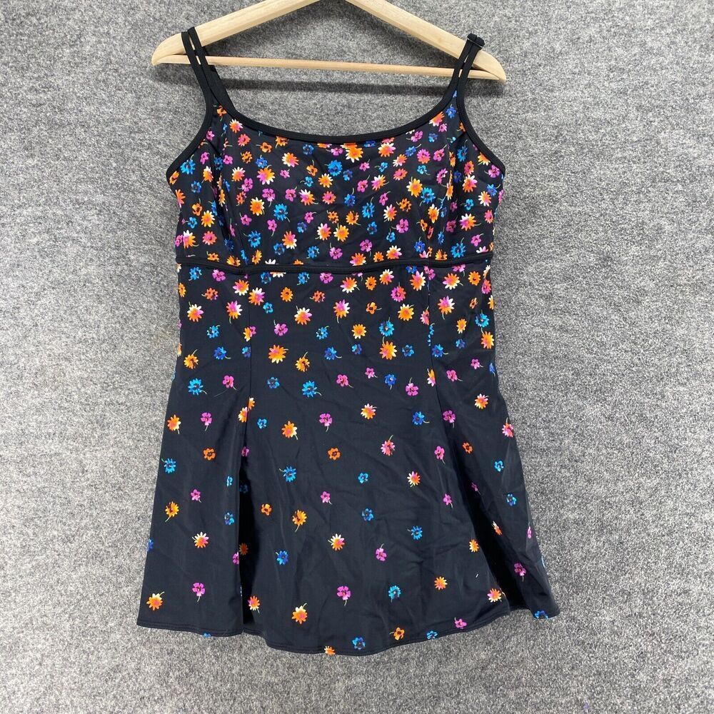 Unbranded Swimsuit Women XL Black Floral Sleeveless Push Up One Piece